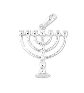 925 Sterling Silver Jewish Menorah Pendant Necklace Jewelry
