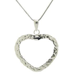 925 Sterling Silver Hammered Texture Heart Pendant Pendant Necklaces Jewelry