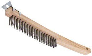 Browne Foodservice 927 Hardwood Handled Wire Tap Brush with Scraper, 14 Inch Kitchen & Dining