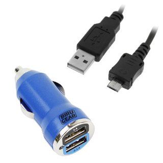 BIRUGEAR Metallic Blue 2 port USB Car Charger Adapter (2.1A Output) (2000mA) + Black 6 Ft Micro USB Sync & Charge Cable for Nokia Lumia 1520, Lumia 1020, Lumia 520, Lumia 620, Lumia 925, Lumia 928, Lumia 521 Cell Phones & Accessories