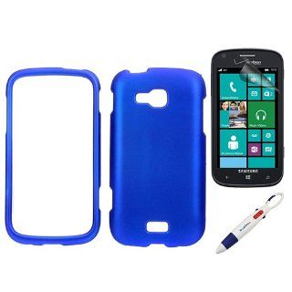 BIRUGEAR Blue Rubberized Hard Case + Clear Screen Protector for Samsung ATIV Odyssey SCH i930 (Verizon) with *4 Color Clip Pen* Cell Phones & Accessories