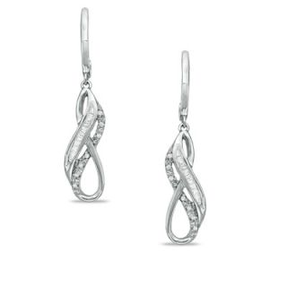 CT. T.W. Baguette and Round Diamond Drop Earrings in Sterling