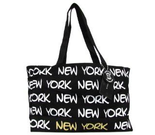 Robin Ruth Black Canvas New York Tote Bag Shopper Beach Travel Bag, New York Souvenir bag  Cosmetic Tote Bags  Beauty