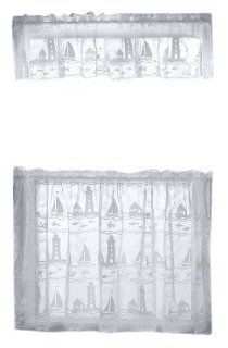 Heritage Lace Harbor Lights 60 Inch Wide by 12 Inch Drop Valance, White   Window Treatment Valances