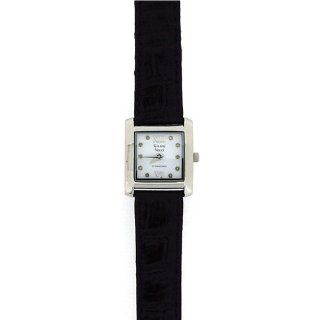 Genuine Diamond Gianni Vecci Ladies Black Leather Strap Dress Watch GOTW88 Watches