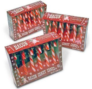 Bacon Flavored Candy Canes Set of 18 (3 Packs of 6)  Grocery & Gourmet Food