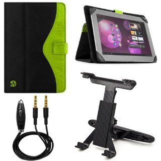 Vangoddy Soho Standing Portfolio Case for Microsoft Surface 2 / Pro 2 10.6 inch Tablet + Headrest Mount + Auxiliary Cable (Green) Computers & Accessories