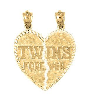 Gold Plated 925 Sterling Silver Twins Forever Pendant Jewelry