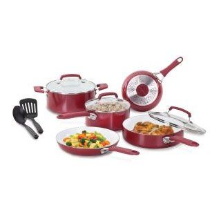 WearEver C943SA64 Pure Living Nonstick Ceramic Coating PTFE PFOA Cadmium Free Dishwasher Safe 10 Piece Cookware Set, Red Ceramic Pots And Pans Kitchen & Dining
