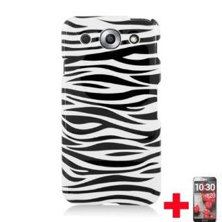 LG Optimus G Pro E980�WHITE BLACK ZEBRA SKIN HARD PLASTIC 2 PIECE SNAP ON CELL PHONE CASE + SCREEN PROTECTOR, FROM [TRIPLE8ACCESSORIES] Cell Phones & Accessories