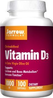 Jarrow Formulas Vitamin D3, 1000IU, 200 Softgels (Pack of 2) Health & Personal Care