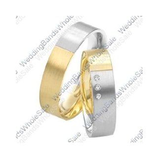 950 Platinum and 18k Yellow Gold 6mm 0.075ct His and Hers Wedding Rings Set 239 Wedding Bands Wholesale Jewelry