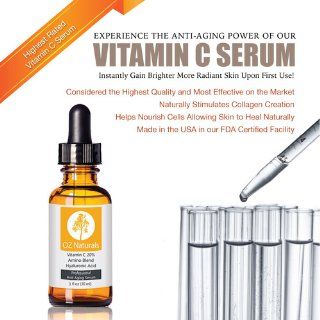 OZ Naturals   THE BEST Vitamin C Serum For Your Face Contains 20% Vitamin C + Amino Complex + Hyaluronic Acid Serum  Potent 20% Vitamin C with Vegan Hyaluronic Acid Leaves Your Skin Radiant & More Youthful By Neutralizing Free Radicals. This Anti Aging