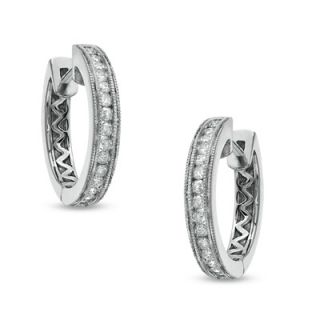 CT. T.W. Diamond Hoop Earrings in Sterling Silver   Zales