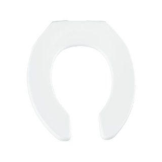 Bemis 955SSC000 Open Front Less Cover Round Toilet Seat with Self Sustaining Check Hinge, White   Bemis Round Plastic Toilet Seat  