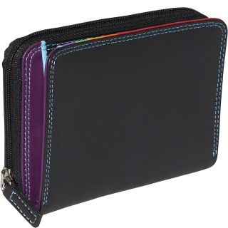 BelArno Side Zip Bifold Multi Color Wallet in Black Rainbow Combination