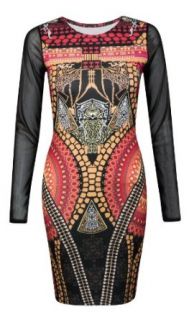Women Midi Celebrity Inspired Kim Kardashian Tribal Aztec Knee Length Mini Dress UK 8   AUS 8   US 4 Tribal Print 2 (kim kardashian)