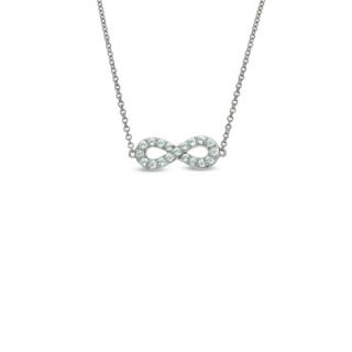 Aquamarine Sideways Infinity Symbol Necklace in Sterling Silver