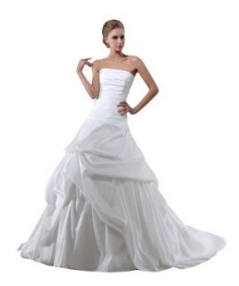 Honeystore Women's Strapless Taffeta A Line Bridal Dress