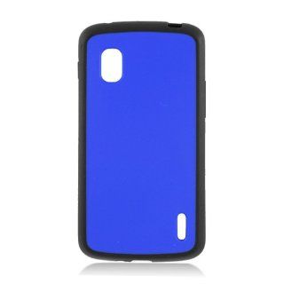 LG Nexus 4 E960 Black Blue Hard Back Gel Sides Cover Case Cell Phones & Accessories