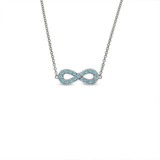 Swiss Blue Topaz Sideways Infinity Symbol Necklace in Sterling Silver