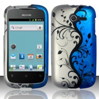 [Extra Terrestrial]For Huawei Ascend Y M866 (StraightTalk) Rubberized Design Cover   Blue Vines Cell Phones & Accessories