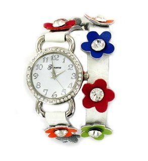 Geneva Women's Floral Wrap around Fashion Watch  White Watches