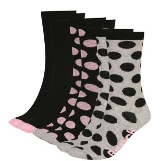 Bench Womens Spot & Plain 3 Pack Sock Gift Set   Black/Pink/Grey      Womens Clothing