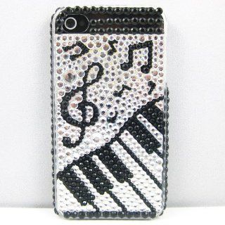 New Crystal Stone Music Pai Style Shine Bling Diamond Hard Rubber Case Cover Skin For Iphone 4 4G 4S Cell Phones & Accessories