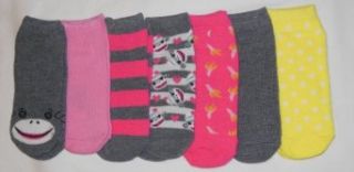 Pink Cookie 7 pk. Sock Monkey No Show Socks   Girls (Sock Size 7 8.5 Fits Shoe Size 1 5) Clothing