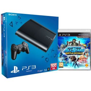PS3 New Sony PlayStation 3 Slim Console (500 GB)   Black   Includes PlayStation All Stars Battle Royale      Games Consoles