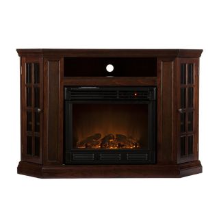 Boston Loft Furnishings 48 in W Espresso Wood Electric Fireplace with Thermostat and Remote Control