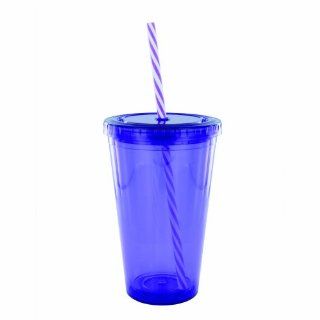 Smart Planet EC10 CCS 16 Ounce Eco Cold Drink Cup with Spiral Candy Cane Straw, Violet Travel Mugs Kitchen & Dining