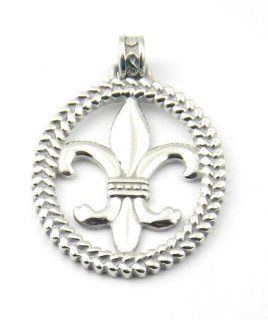 Sterling Silver Celtic Fleur de Lis and Braided Celtic Knot Work Charm Pendant Peter Stone Jewelry