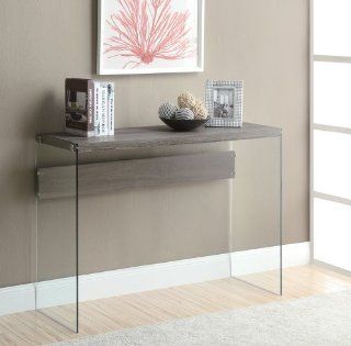 Monarch Reclaimed Look/Tempered Glass Sofa Table, Dark Taupe   Furniture