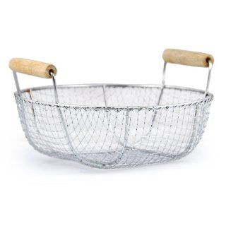 Round Wire Accent Basket with Wood Handles Kitchen Hanging Baskets Kitchen & Dining