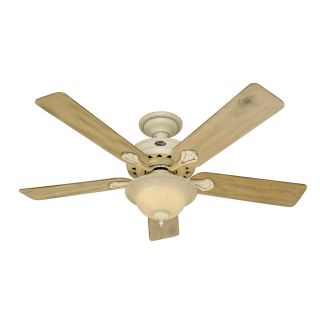 Hunter Lake Cottage II 52 in Harvest Wheat Downrod or Flush Mount Ceiling Fan with Light Kit