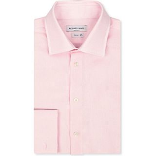RICHARD JAMES   Open weave tailored fit double cuff shirt