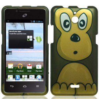 Huawei Ascend Plus H881c (StraightTalk) 2 Piece Snap On Glossy Hard Plastic image Case Cover, Brown/Tan Cute Cartoon Monkey Cover + LCD Clear Screen Saver Protector Cell Phones & Accessories