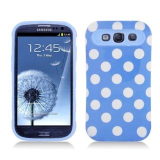 Samsung Galaxy S3 III i9300 i747 L710 I535 T999Hybrid Fluorescent/ Night Glow Image, Polka Dots, Light Blue/ Blue Skin Cell Phones & Accessories