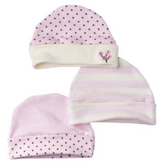 Hudson Baby™ Newborn Girls 3 Pack Organic Caps