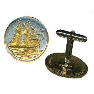 Gorgeous 2 Toned Gold on Silver World Sail Boat Coin Cufflink 116CF Clothing