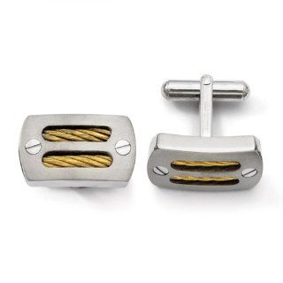 Chisel Titanium Gold plated Cuff Links Jewelry