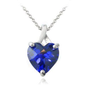 Sterling Silver 5.5ct Created Sapphire Briolette Cut Heart Pendant Jewelry