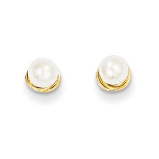 14k Madi K 3mm Freshwater Cultured Pearl Love Knot Post Earrings Stud Earrings Jewelry