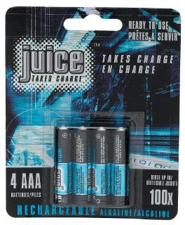 Juice Rechargeable Alkaline Batteries, Size AAA, 4 Count Packages (Pack of 3) Health & Personal Care