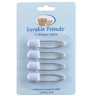Luvable Friends 4 Count Diaper Pins, Blue  Cloth Baby Diapers  Baby