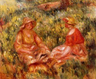 Artisoo Two Women in the Grass   Size 30 x 24 inches   Impressionism Oil painting reproduction   Pierre Auguste Renoir  