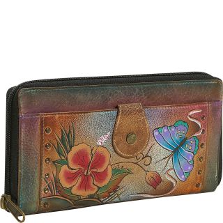 Anuschka Ladies Clutch Wallet Premium Hibiscus Antique