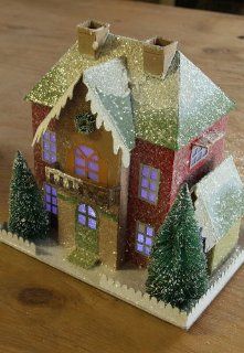 Battery Operated 9 Inch Holiday House With Color Changing LED   Christmas Decor